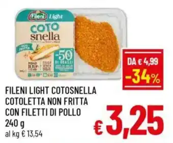 A&O Fileni light cotosnella cotoletta non fritta con filetti di pollo offerta