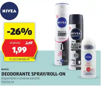 ALDI Nivea deodorante spray/roll-on offerta