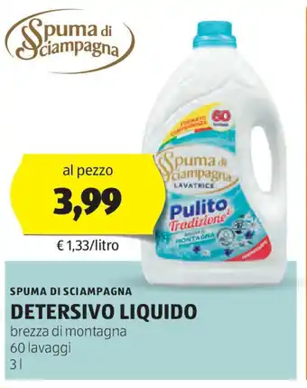 ALDI Spuma di sciampagna detersivo liquido offerta