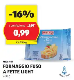 ALDI Milsani formaggio fuso a fette light offerta