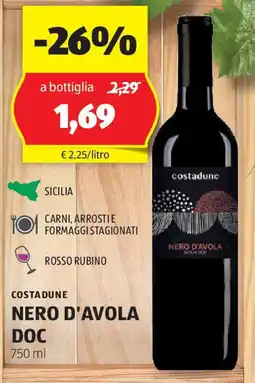 ALDI Costadune nero d'avola doc offerta