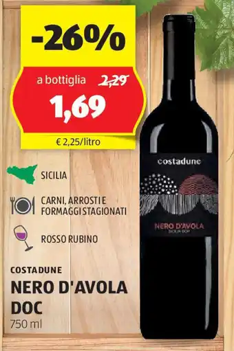 ALDI Costadune nero d'avola doc offerta