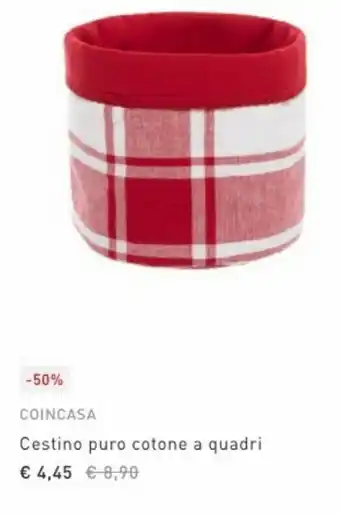 Coincasa cestino puro cotone a quadri