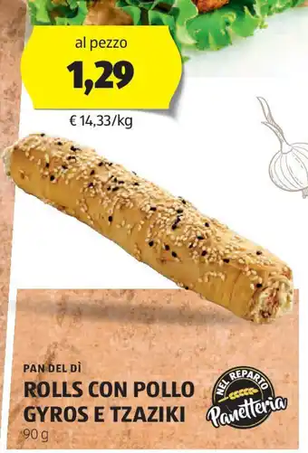 ALDI Pan del dì rolls con pollo gyros e tzaziki offerta