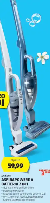 ALDI Ambiano aspirapolvere a batteria 2 in 1 offerta