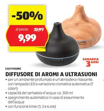 ALDI Easyhome diffusore di aromi a ultrasuoni offerta