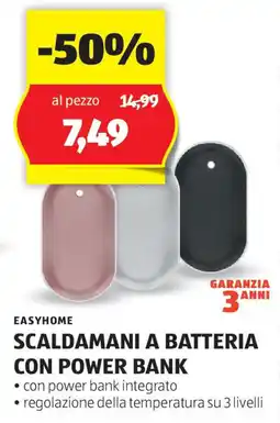 ALDI Easyhome scaldamani a batteria con power bank offerta