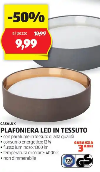 ALDI Casalux plafoniera led in tessuto offerta