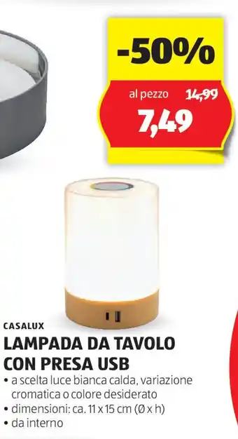 ALDI Casalux lampada da tavolo con presa usb offerta