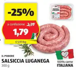 ALDI Il podere salsiccia luganega offerta