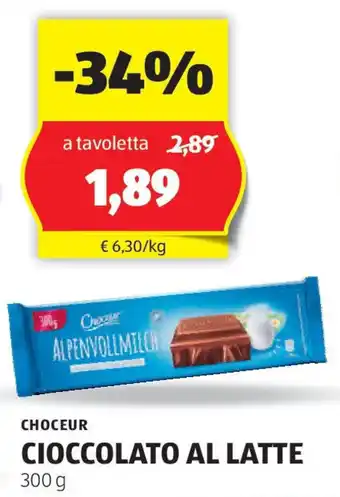 ALDI Choceur cioccolato al latte offerta