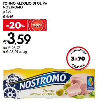 Bennet Tonno all'olio di oliva NOSTROMO offerta