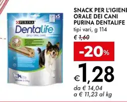 Bennet Snack per l'igiene orale dei cani purina dentalife offerta