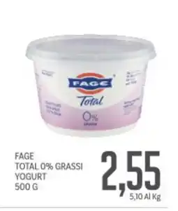 Supermercati Piccolo Fage total 0% grassi yogurt offerta