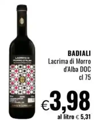 Famila BADIALI Lacrima di Morro d'Alba DOC offerta