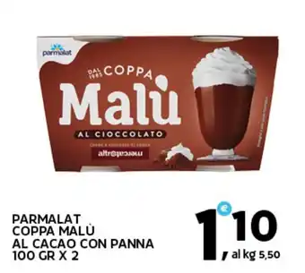 Extra Supermercati Parmalat coppa malù al cacao con panna offerta