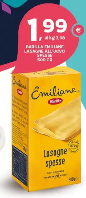 Extra Supermercati Barilla emiliane lasagne all'uovo spesse offerta