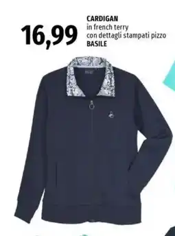 Famila CARDIGAN in french terry con dettagli stampati pizzo BASILE offerta