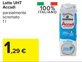 Carrefour Latte UHT Accadì parzialmente scremato offerta