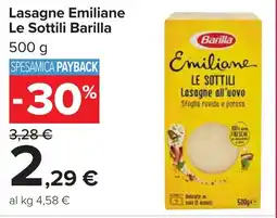 Carrefour Lasagne Emiliane Le Sottili Barilla offerta