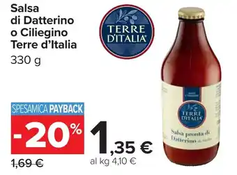 Carrefour Salsa di Datterino o Ciliegino Terre d'Italia offerta