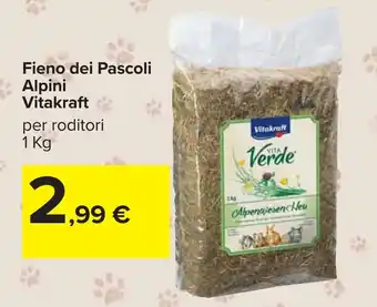 Carrefour Fieno dei Pascoli Alpini Vitakraft per roditori offerta