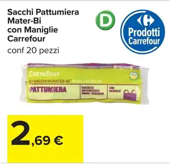 Carrefour Sacchi Pattumiera Mater-Bi con Maniglie Carrefour offerta