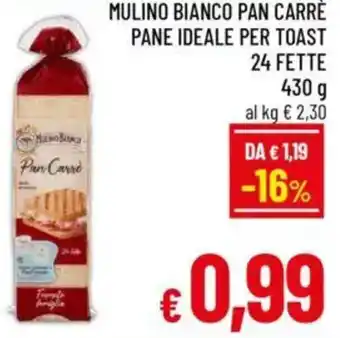 A&O Mulino bianco pan carrè pane ideale per toast 24 fette offerta