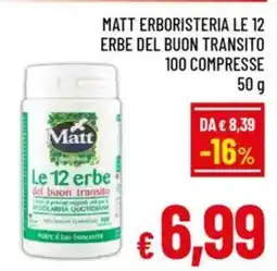 A&O Matt erboristeria le 12 erbe del buon transito 100 compresse offerta