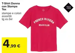 Carrefour T-Shirt Donna con Stampa Tex offerta