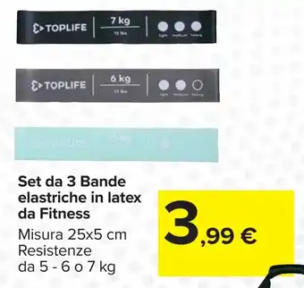 Carrefour Set da 3 Bande elastriche in latex da Fitness offerta