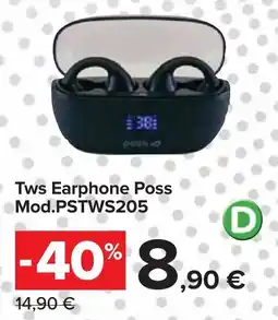 Carrefour Tws Earphone Poss Mod.PSTWS205 offerta