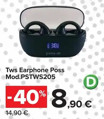 Carrefour Tws Earphone Poss Mod.PSTWS205 offerta