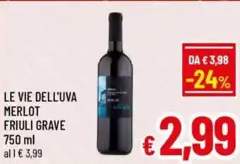 A&O Le vie dell'uva merlot friuli grave 750 ml offerta