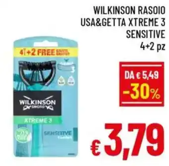 A&O Wilkinson rasoio usa&getta xtreme 3 sensitive 4+2 pz offerta