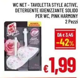 A&O Wc net-tavoletta style active, detergente igienizzante solido per wc, pink harmony 2 pezzi offerta