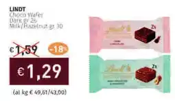 Prezzemolo e Vitale LINDT Choca Wafer Dark gr 26 Milk/Hazelnut offerta