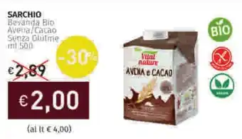 Prezzemolo e Vitale SARCHIO Bevanda Bio Avena/Cacao Senza Glutme offerta