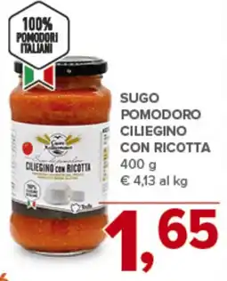 Todis Sugo pomodoro ciliegino con ricotta offerta