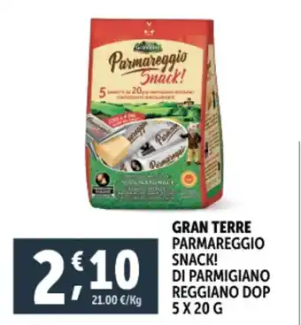 Deco Supermercati Gran terre parmareggio snack! di parmigiano reggiano dop offerta