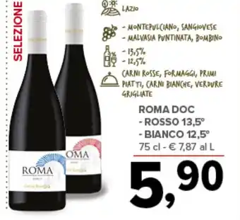 Todis Roma doc - rosso 13,5° - bianco 12,5° offerta