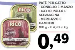 Todis Patè per gatto coniglio e manzo RICO offerta