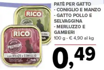 Todis Patè per gatto coniglio e manzo RICO offerta