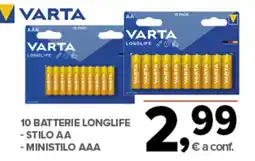 Todis 10 batterie longlife VARTA offerta