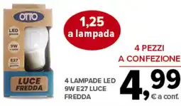 Todis 4 lampade led 9w e27 luce fredda offerta