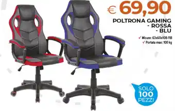 Todis Poltrona gaming rossa, blu offerta