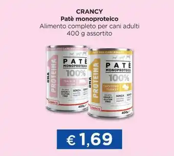 Acqua & Sapone CRANCY Patè monoproteico Alimento completo per cani adulti offerta