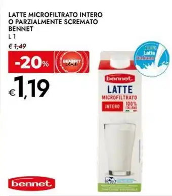 Bennet Latte microfiltrato intero o parzialmente scremato BENNET offerta