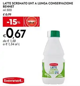 Bennet Latte scremato uht a lunga conservazione BENNET offerta