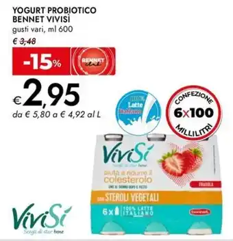 Bennet Yogurt probiotico BENNET VIVISI offerta